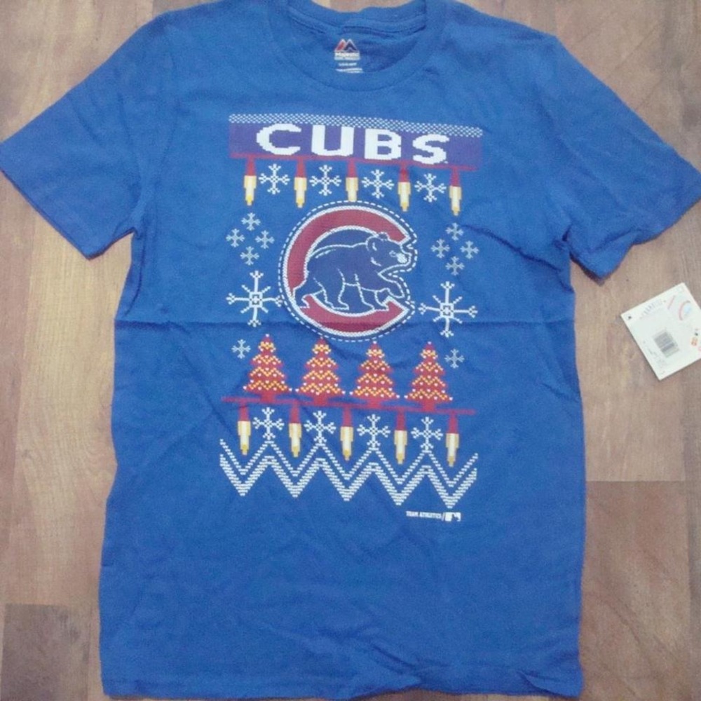 CHICAGO CUBS CHRISTMAS SHIRT BOYS KIDS 14/16 VINTAGE 00S Y2K G1